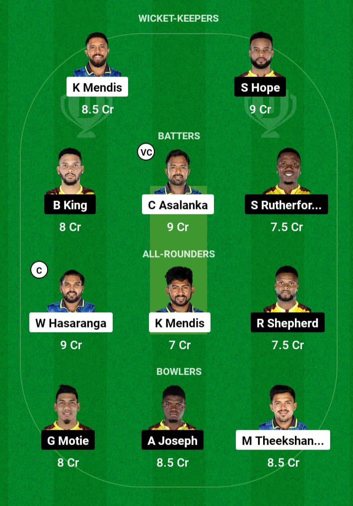 SL vs WI Dream 11 Team Prediction : श्रीलंका और वेस्टइंडीज के बीच दूसरा मुकाबला , यहां से देखें बेस्ट dream 11 टीम के पूरी जानकारी 